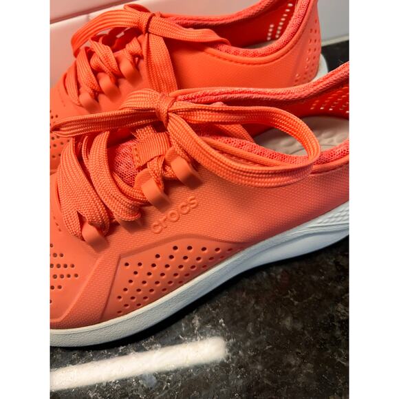 Crocs Women's Lace Up Literide Pacer Trainers Fresco‎ Sneakers Shoes Orange W9 - Picture 6 of 11